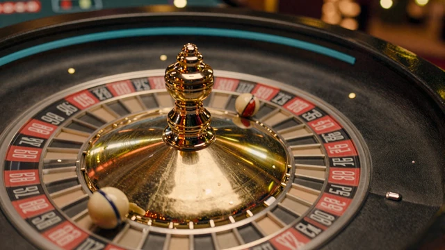 Royal Roulette Live-Tisch - drehendes Roulette-Rad in dunklem Luxus-Casino